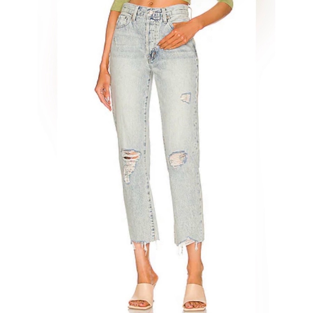 Pistola Charlie High Rise Straight Crop Jeans Women 28 Light Blue